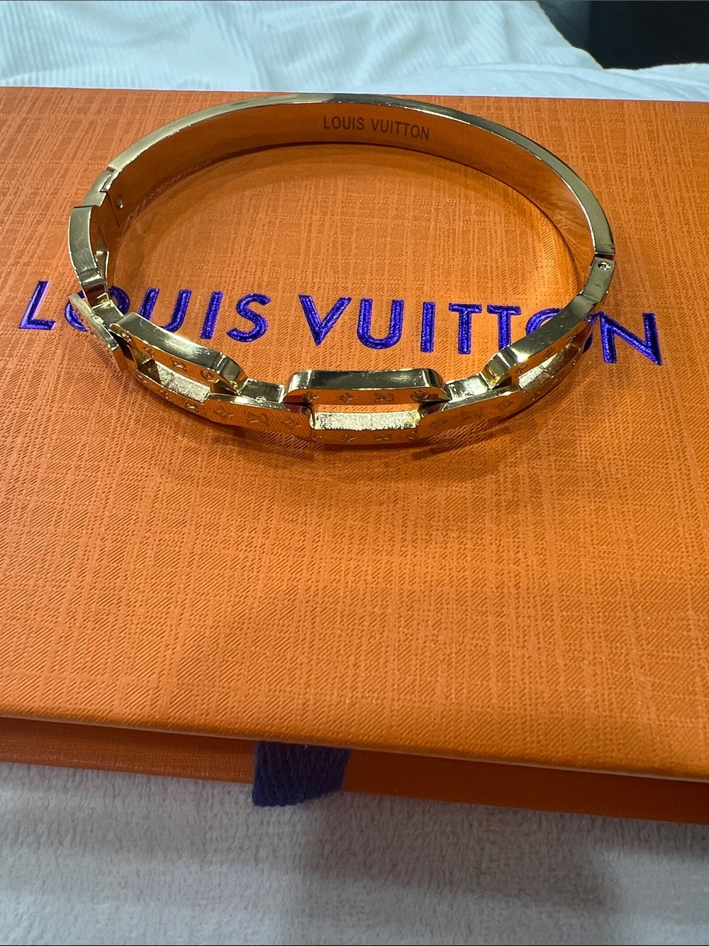 Louis Vuitton Gold Chain-Link Bangle Bracelet